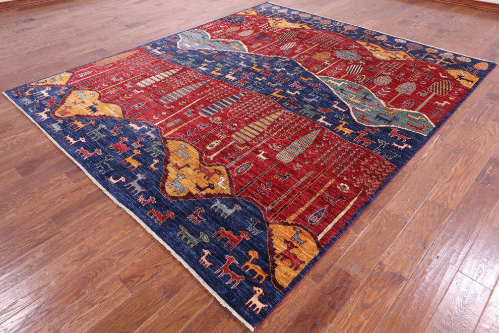 8' 3" X 9' 10" Handmade Tribal Persian Gabbeh Wool Rug Q7921