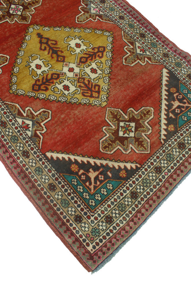 Semi-Antique Darling Rust/Beige Runner, 3'6x9'5