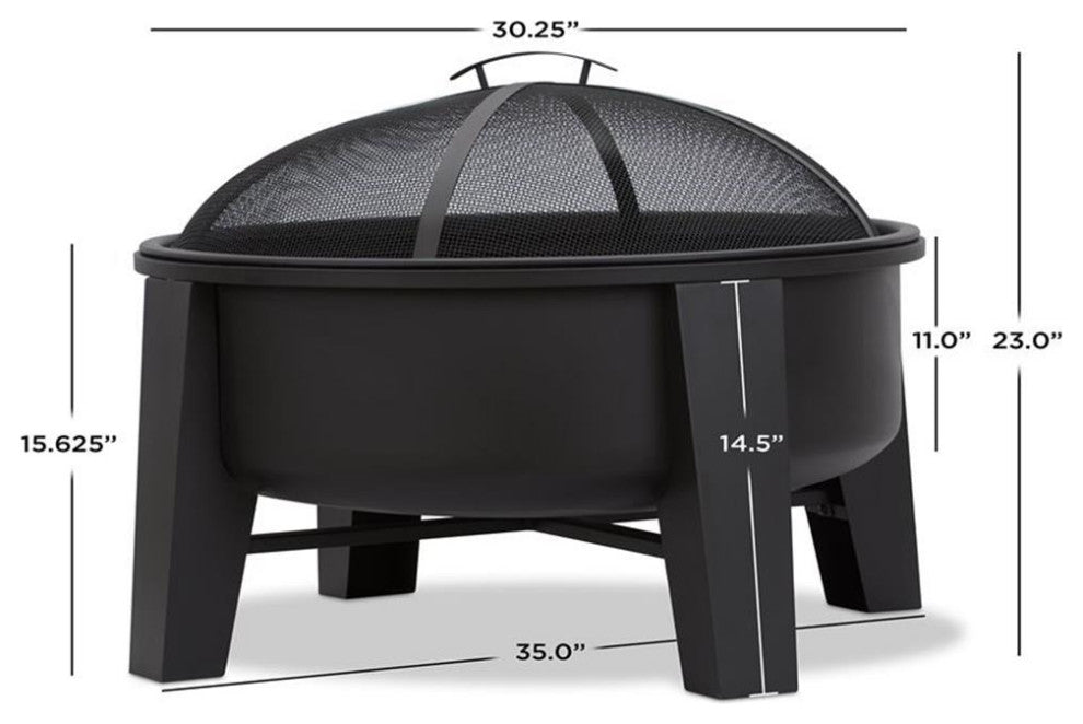 Real Flame Forsyth Wood-Burning Iron Fire Pit in Black