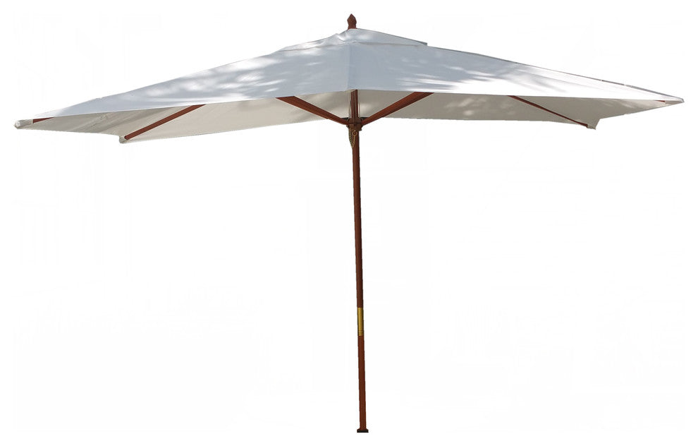 10' Rectangle Umbrella Wooden Pole Canvas Bay Brown Sunbrella Cushion