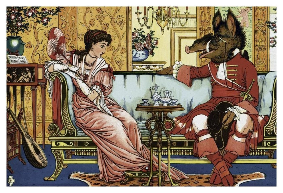 "Beauty and the Beast  - The Courtship" Paper Print by Walter Crane, 50"x34"