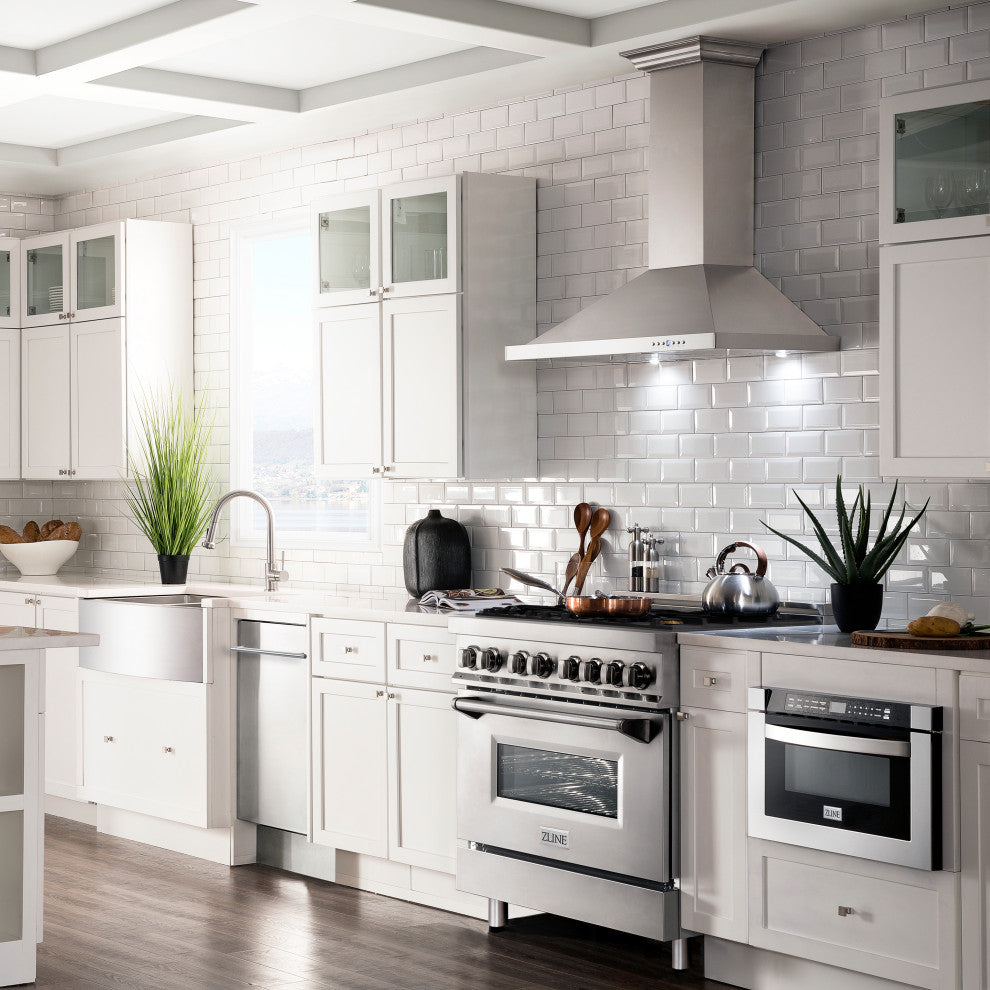 ZLINE 36" Dual Fuel Range, Stainless Steel With Brass Burners RA-BR-36