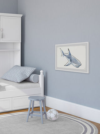 "Swimming Shark" Framed Painting Print, 12"x8"