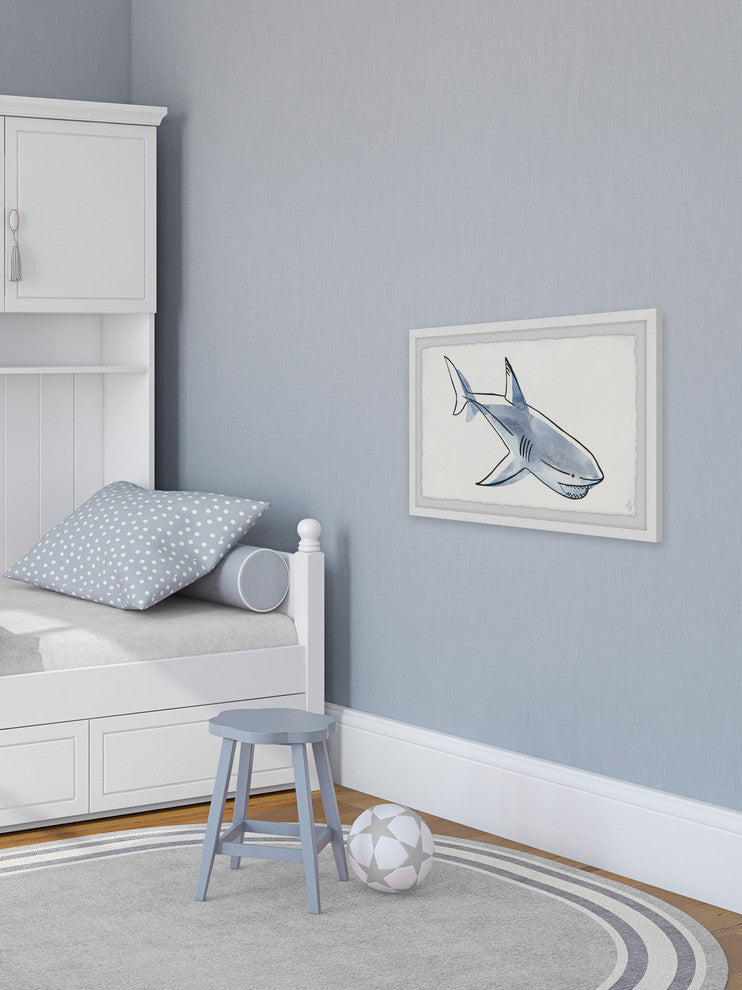 "Swimming Shark" Framed Painting Print, 12"x8"