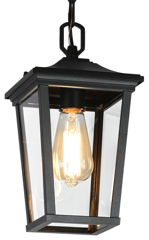 LNC 1-Light Matte Black Square Outdoor Pendant Light