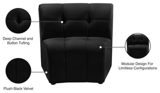 Limitless Velvet Upholstered 1-Piece Modular Chair, Black
