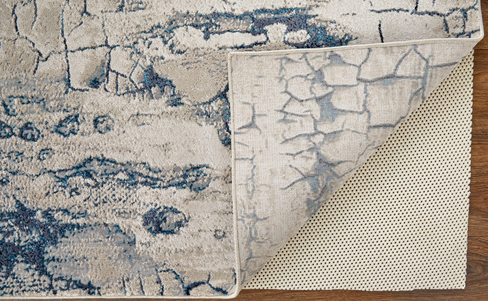 Weave & Wander Armada Contrasting Blue/Beige Rug, 2'10"x7'10" Runner