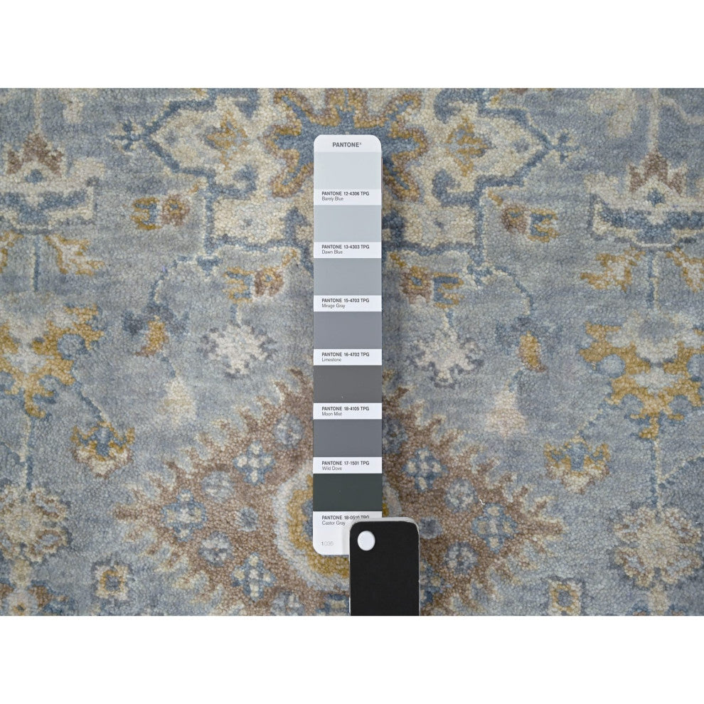 Medium Gray Karajeh Design Natural Wool Hand Knotted Runner Rug 2'7"x10'