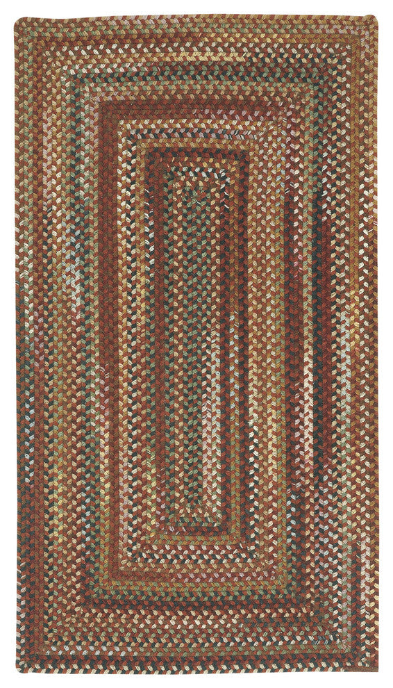 Bangor Concentric Braided Rectangle Rug, Cinnamon 9'6"x9'6"