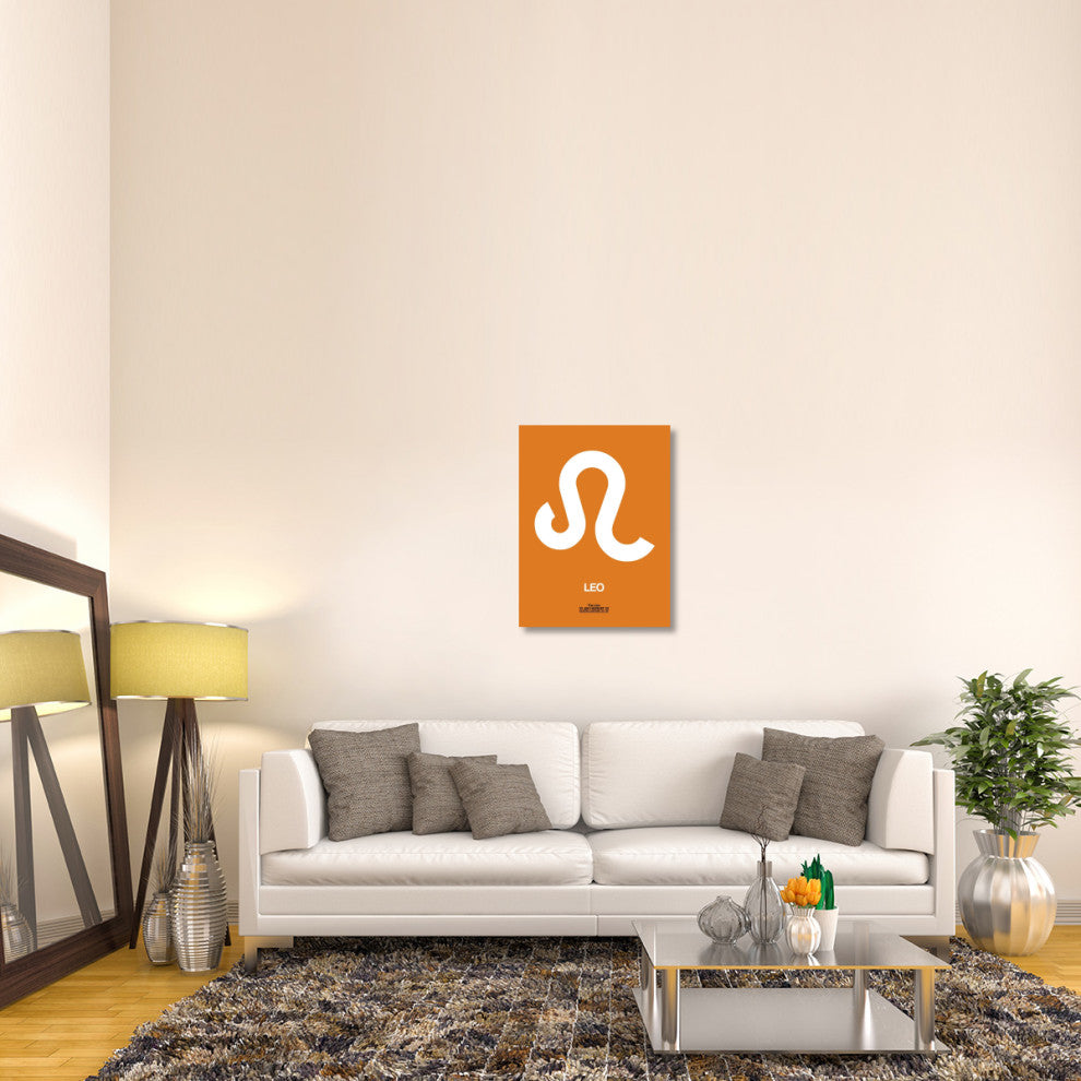 "Leo Zodiac Sign White on Orange" Fine Art Print
