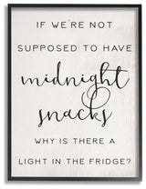 Midnight Snack Joke Hungry Kitchen Phrase Black White,1pc, each 16 x 20