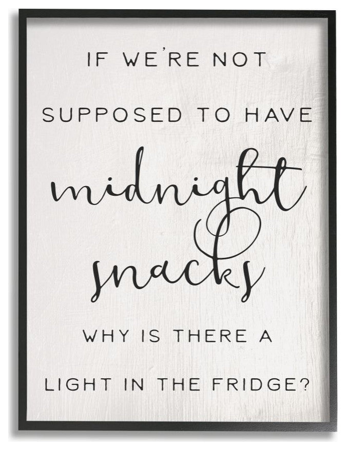 Midnight Snack Joke Hungry Kitchen Phrase Black White,1pc, each 16 x 20
