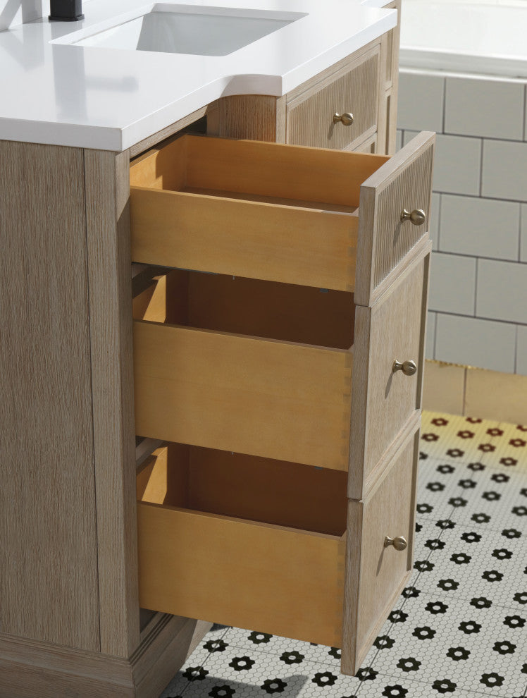 Redondo Bathroom Vanity, Ash Oak, 55", Single Sink, Freestanding