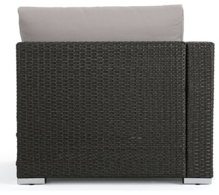 GDF Studio Tammy Rosa Outdoor 5 Seat Wicker Sectional Sofa Set, Gray/Silver