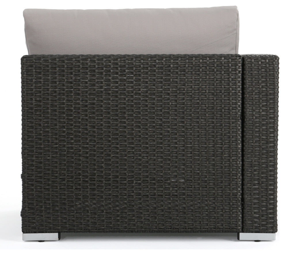 GDF Studio Tammy Rosa Outdoor 5 Seat Wicker Sectional Sofa Set, Gray/Silver