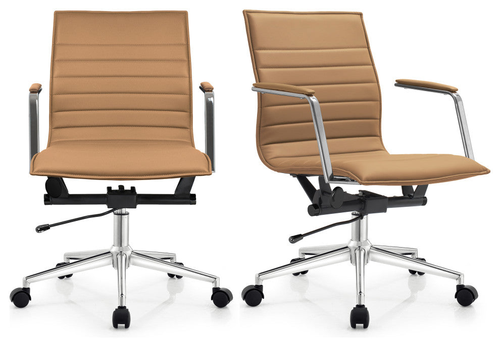 Mid Century Home Office Chair Mid Back Ergonomic PU Leather Executive Chair