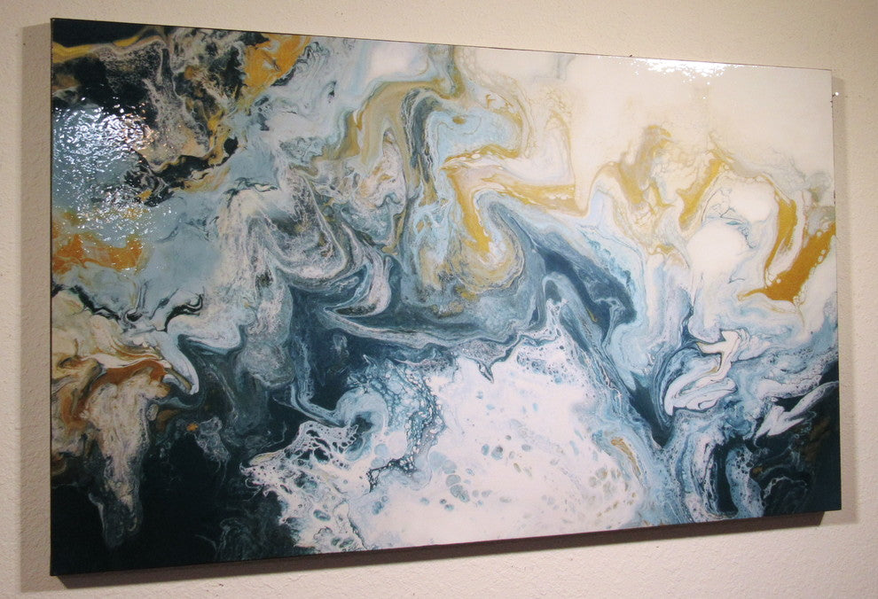Large Abstract Painting - High Gloss Resin Coated Modern Canvas Wall Art