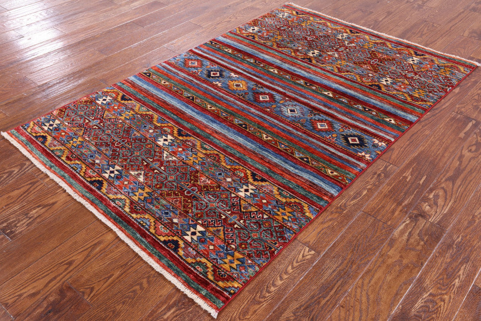 3' 10" X 6' 0" Hand-Knotted Khorjin Super Kazak Rug Q5228