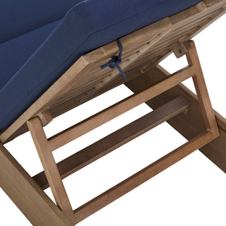 Safavieh Couture Vincent Wood Chaise Lounge Chair, Natural/Navy