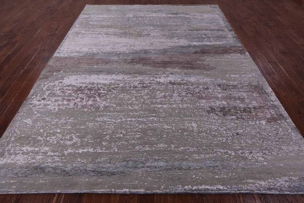 Hand Knotted Wool and Silk Modern Rug 9' 0" X 11' 6" Q11797