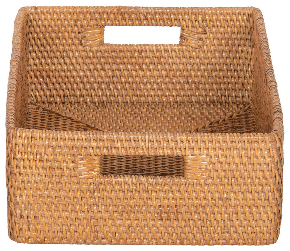 Loma Rattan Shelf and Organizing Basket, Small, Honey Brown