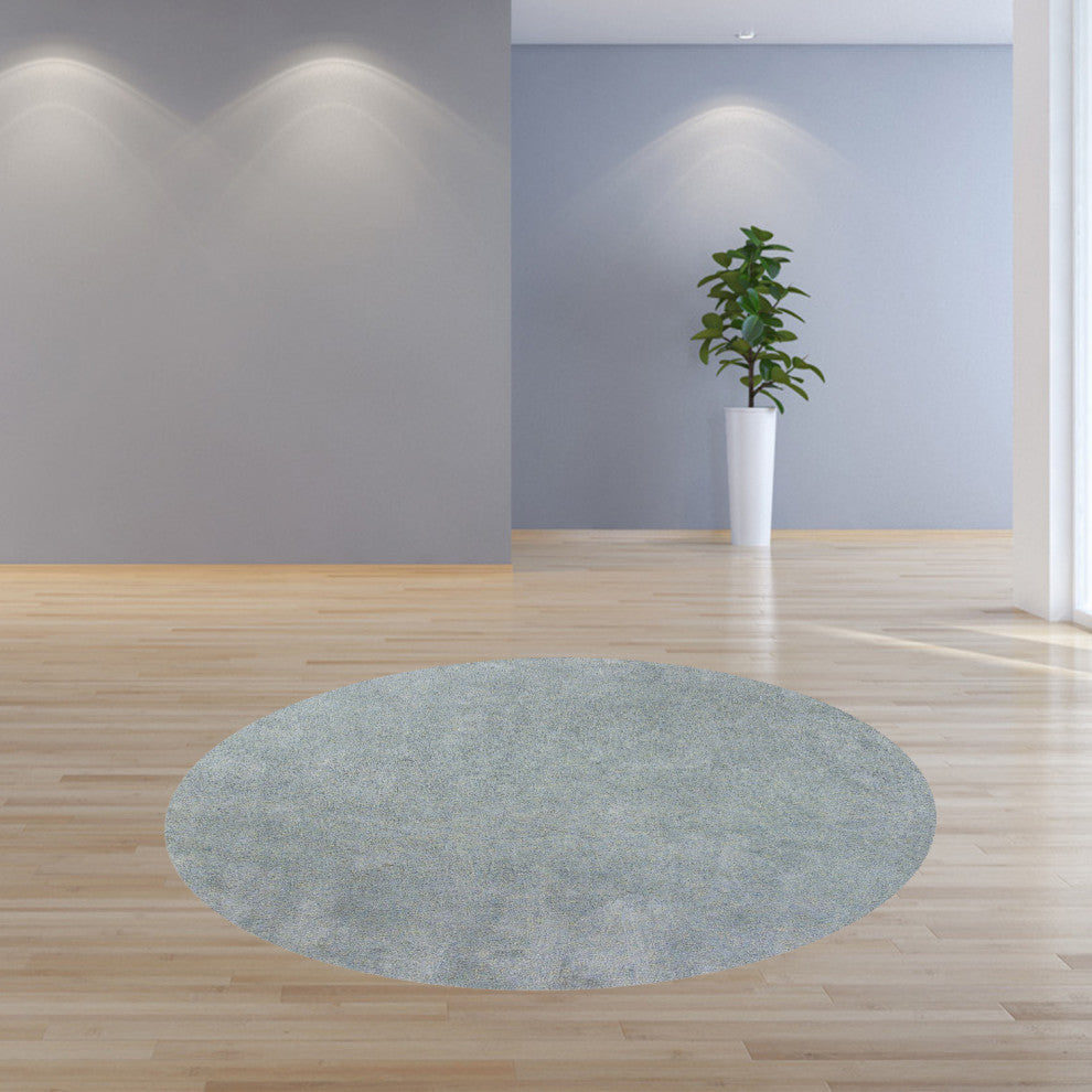 HomeRoots 8' Round Polyester Blue Heather Area Rug
