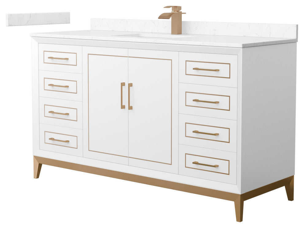 Marlena 60" Single Vanity, Cultured Top, Bronze Trim
