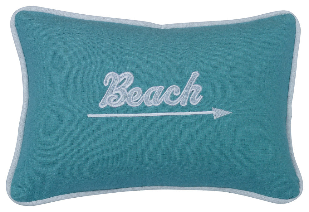 Embroidered "Beach" Pillow