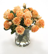WaterlookÂ® Peach Roses in Glass Cylinder