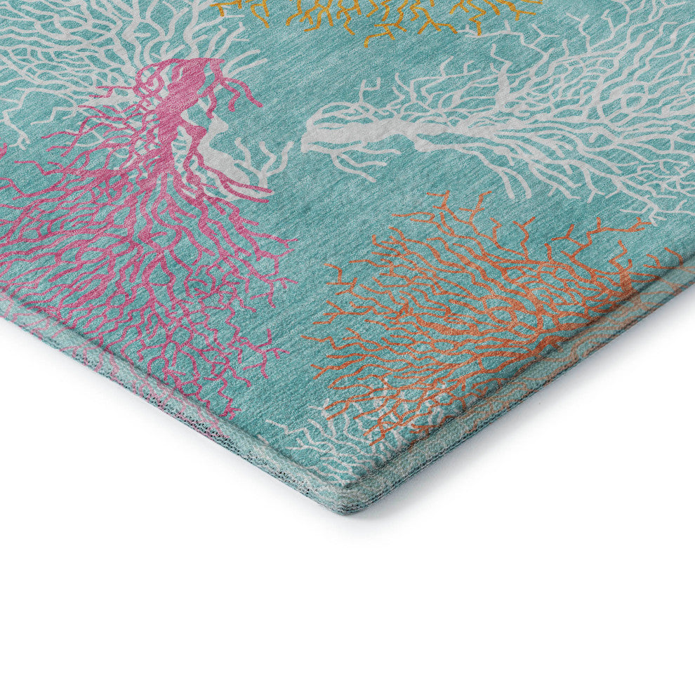 Addison Premium Washable Mayfield AMF182 Teal 2'3" x 7'6" Runner Rug