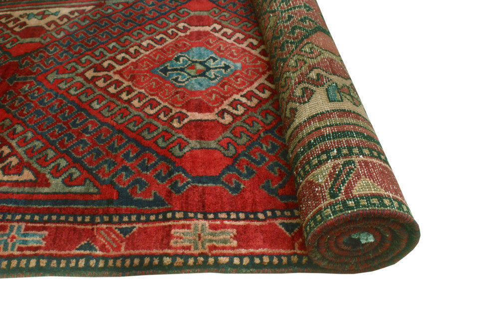 Fine Vintage Distressed Ellie Burgundy/Beige Runner, 3'2x9'5