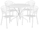 35.25" Round White Indoor-Outdoor Steel Patio Table Set with 4 Round Back Chairs