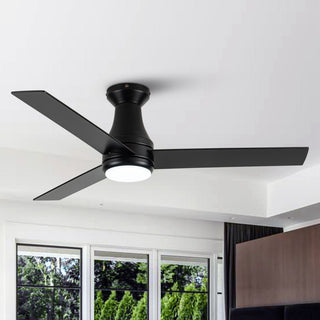 48-inch Modern 3CCT LED Black Ceiling Fan with Remote