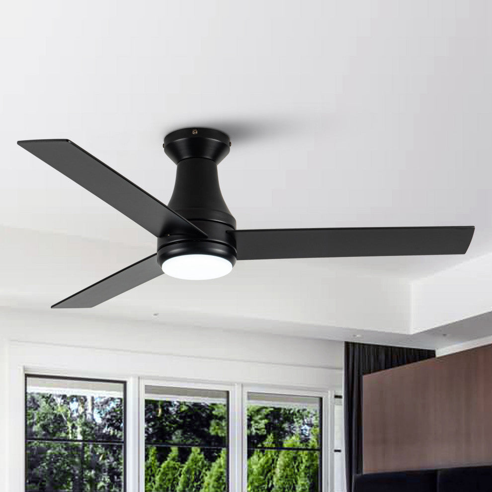 48-inch Modern 3CCT LED Black Ceiling Fan with Remote