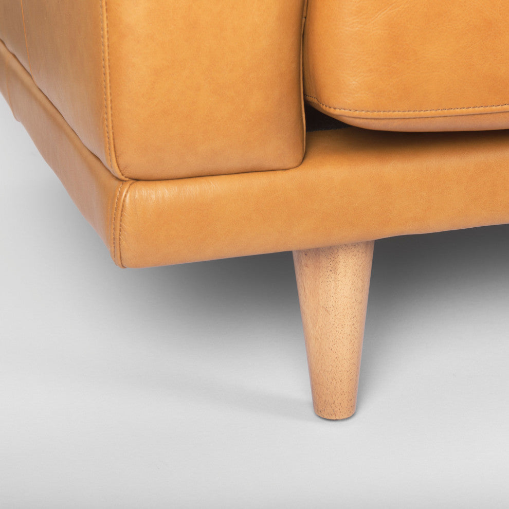 Cedrick 90.6Lx36.6Wx31.5H Tan Leather Sofa