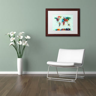 Michael Tompsett 'World Map Paint Splash' Matted Framed Art, White Mat, 20"x16"