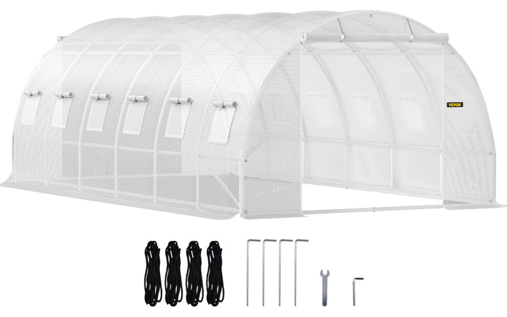 VEVOR Walk-in Tunnel Greenhouse Galvanized Frame & Waterproof Cover 20x10x7 ft