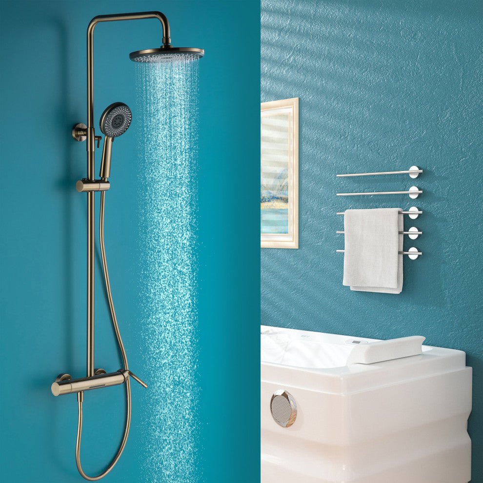 Trendy Design Multi-Function Complete Shower System With Rough-in Valve, Brushed