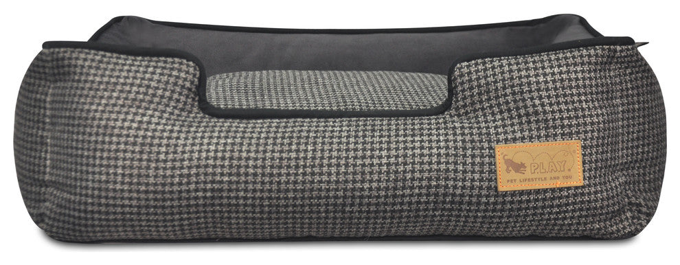 Lounge Bed Houndstooth, Black and Grey, Medium