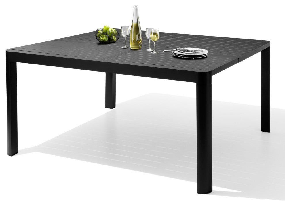 6-8 Person Expandable Aluminum Outdoor Patio Dining Table, Gray