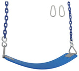 Commercial Polymer Belt Seat with 5.5' Coated Chain, Blue