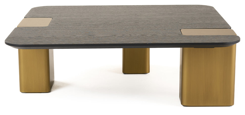 Modrest Harold Black Oak+ Brushed Gold Oak Square Small Coffee Table