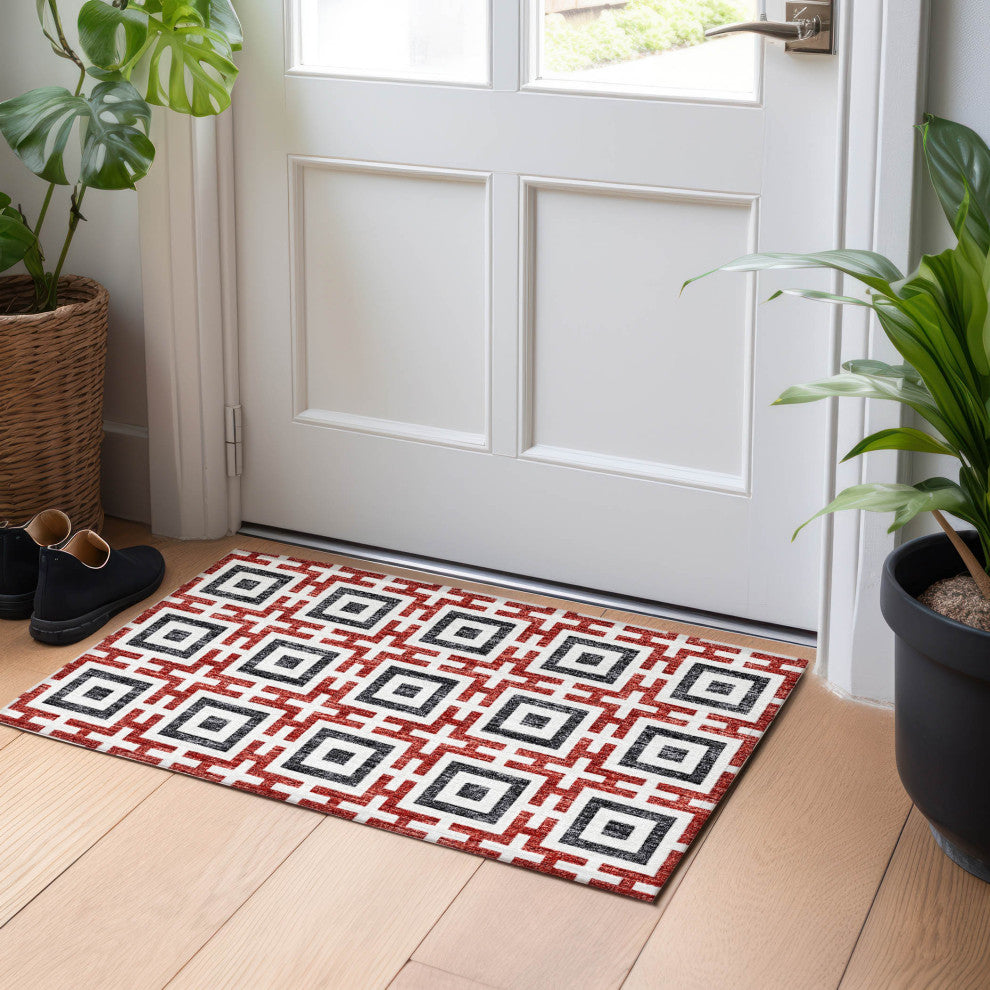 Addison Premium Washable Mayfield AMF139 Red 1'8" x 2'6" Rug
