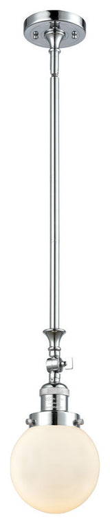 Beacon 1-Light LED Mini Pendant, Polished Chrome, Glass: Matte White Cased