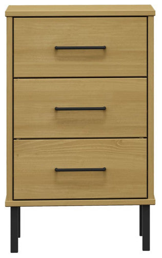 vidaXL Nightstand Bedside Cabinet with 3 Drawers Brown Solid Wood Pine OSLO