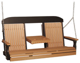 Poly Classic Porch Swing, Cedar & Black, 5 Foot