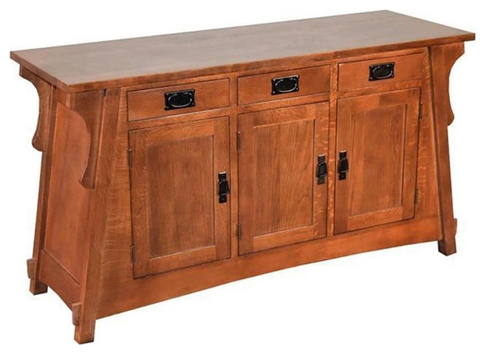 Crafters and Weavers Arts and Crafts Wood Console Cabinet in Cherry