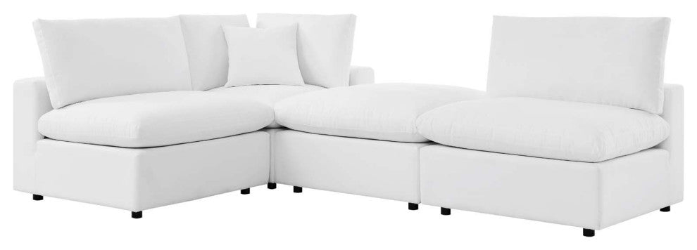 Modular Lounge Sectional Deep Sofa Chair Set, Sunbrella, White, Modern, Outdoor