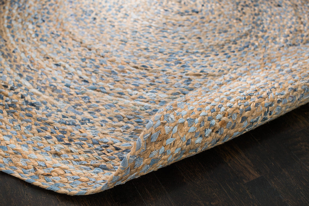 Kerala Denim and Jute Round Rug, 4'