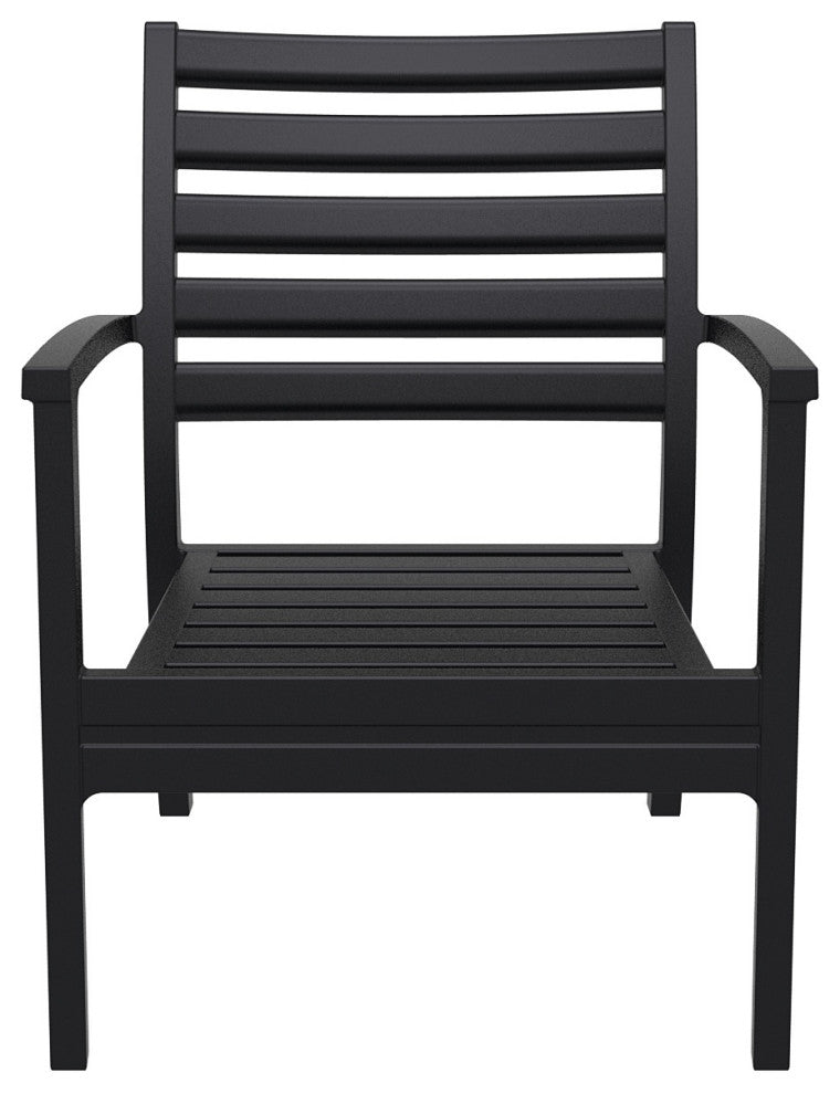 Artemis XL Club Chair, Set of 2, Black With Acrylic Fabric Charcoal Cushions